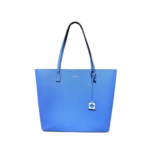 Kate Spade New York Handbags - Kate Spade New York Saffiano Leather Tote Bag Blue Large Shoulder Bag Charm